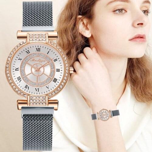 Fashion Trendy Rhinestone Women For Watches Ladies Magnet Mesh Belt Quartz Wristwatches Female Simple Casual Clock Montre Femme