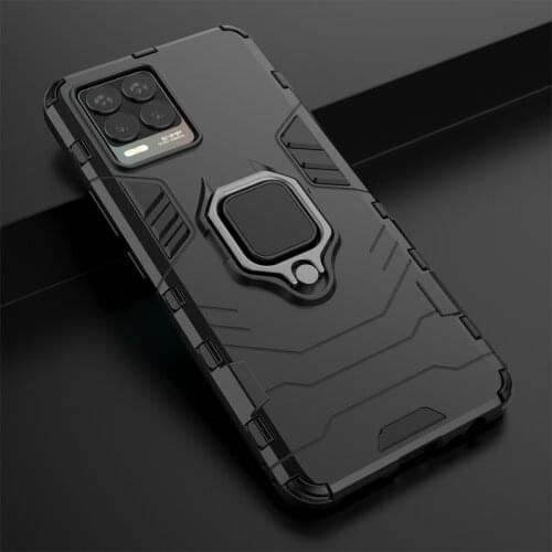 Case For OPPO Realme 8 V11 C20 GT Neo X7 Pro V5 V15 7 5G 3D Ring Iron Man Mobile Car Bracket Anti-fall Protection Phone Cover