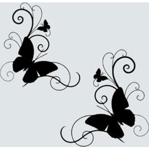 Black/Sliver Funny Butterfly Personality Car Motorcycles Decoration Waterproof Styling Car Stickers C318