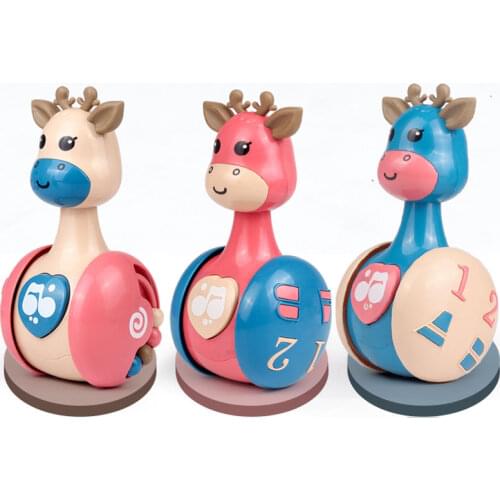 Baby Toys 0 12 Months Cute Deer Sliding Tumbler For Children Sensory Rattles Baby Ball Soft Teether Rattle Toys For Babies