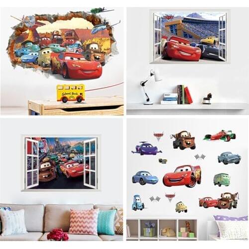 Disney wall stickers car lightning McQueen for Kid Boy bedroom accessories home decor cartoon decal mural DIY wallpaper poster