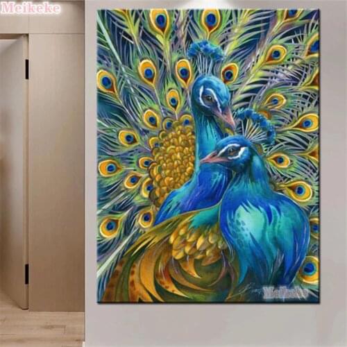 Home Decoration Art Diy 5d Diamond Painting Peacock Cross Stitch Resin Diamond Embroidery Mural Decoration