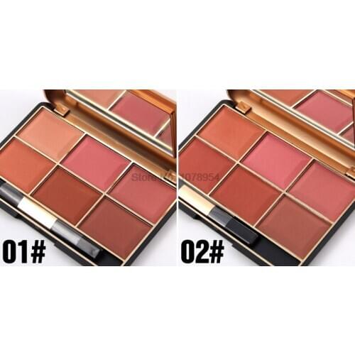 By ems or dhl 100pcs high quality Fashion 6-Color Blushers Palette