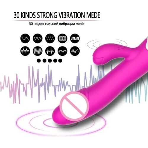 30 Speed G Spot Dildo Rabbit Vibrators Dual Vibration Silicone Waterproof Female Vagina Clitoris Massager Sex Toys For Women