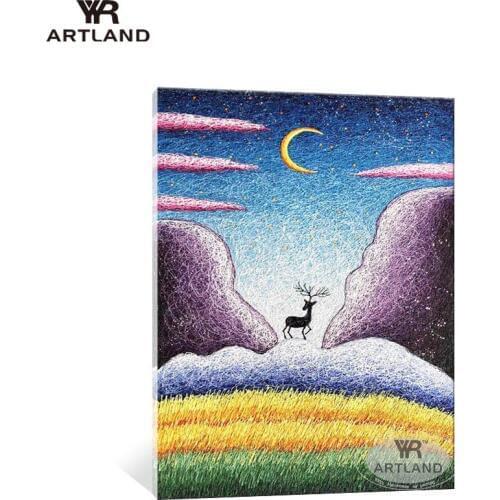 Hot sale line drawing deer Hand painted abstarct oil painting on canvas wall art picture for living room bedroom no framed