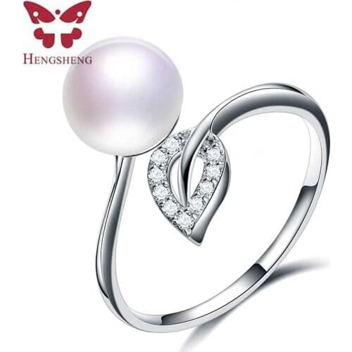 HENGSHENG 2019 New Style Adjustable Size High Luster AAAA 9-9.5mm Freshwater Pearl Rings For Women Fashion Pearl Jewelry Rings