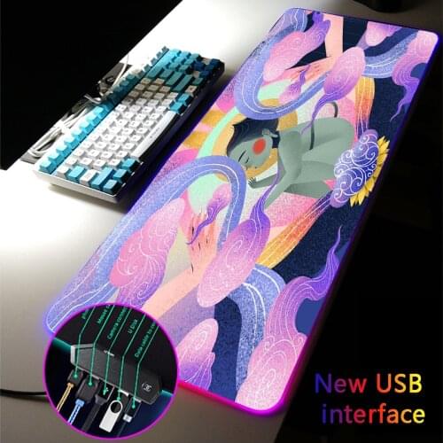 MRGLZY The Yunnan Myth RGB Gaming Mouse Pad LED USB Hub 40*90CM Mousepad Large Multi-interface Games Computer Desk Mat for Csgo