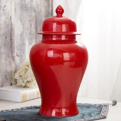 New Chinese Ceramics Temple Jar Home Furnishings Soft Ornaments Living Room Tv Cabinets Model Furnishing red wedding gift jar