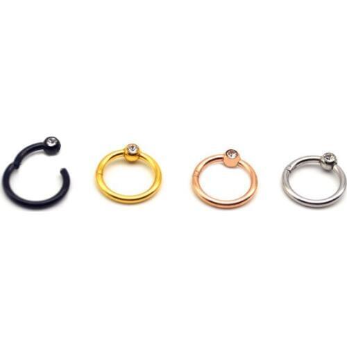 Hinged Segment Ring Nose Ring Septum Hoop Nipple Clicker Ear Cartilage Tragus Helix Lip Body Piercing 16g Rose Gold 316L S
