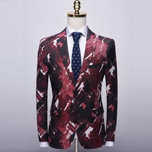 Men Slim-Fit Suit Suits Coat Men Groom Wedding Banquet Suit Blazer Hombre Singer Dj Ds Dance Wear Performance Costumes XS1697
