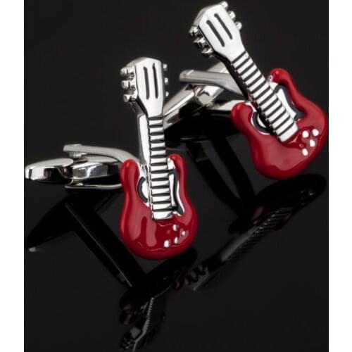 New French fashion mens shirt cuff Cufflinks high-quality Brand red color guitars music Cufflinks wholesale Enamel totem design