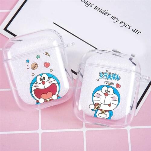 Cartoon Anime Doraemon Clear Earphone Case For Apple AirPods 2 1 Soft Silicone Transparent Headphone Cover Charging Box Bag