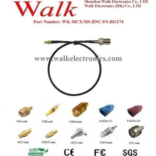 MCX male straight BNC female rg174 cable, MCX BNC rg174 cable, BNC antenna cable