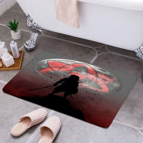 Sasuke Sharingan Bloodmoon Anti-slip Doormat Vacuuming Water Absorbing Kitchen Bedroon Bath Floor Mats Home Entrance Home Decora