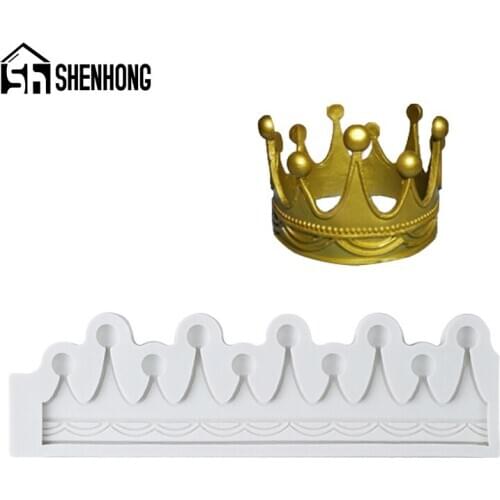 SHENHONG Crown Shape Silicone Fondant Cake Mold Prince Child Birthday Paste Sugar Craft Chocolate Pastry Decorating Mould