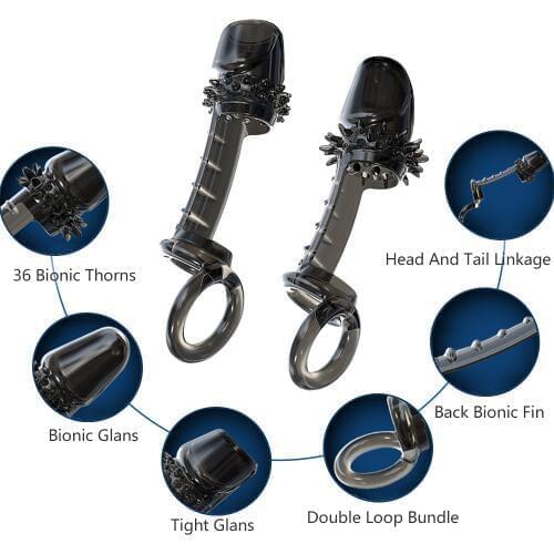 Silicone Penis Ring Penis Enlargement Adult Sex Toy For Men Vagina Condom Ribbed Functional Dildo Girth Enhancer Anal Butt Plug