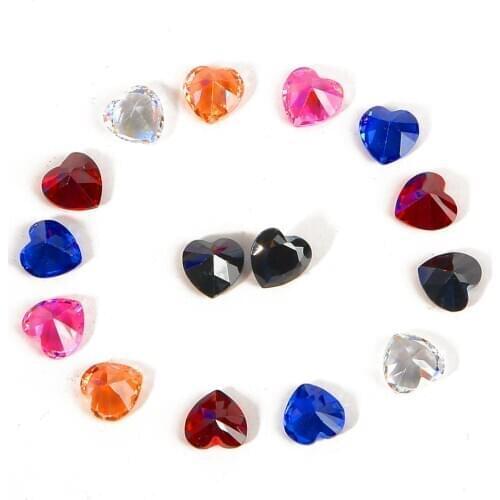 8mm Shine Colorful Zircon Crystal Peach Heart Design Glue on Rhinestone Beads for DIY Phone Cover Decoration Garment Accessories