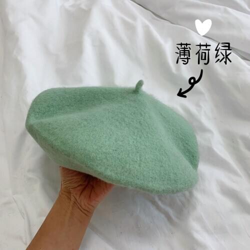 Korean Hot Sell Luxury High Quality Elegant French Painter Beret British Women Solid Color Lightweight Casual Artist Woolen Hat