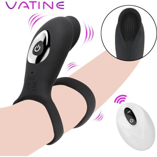 VATINE 9 Frequency 2 in 1 Vibrating Penis Ring Sex Toys for Couples Male Delay Ejaculation G-Spot Clitoris Stimulation