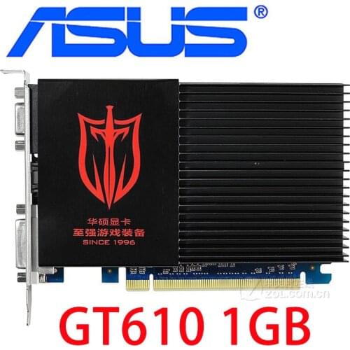 ASUS Original GT 610 1GB Graphics Cards 64Bit SDDR3 Video Card for nVIDIA Geforce GT610 GPU games Dvi VGA GT610-1GB Cards Used