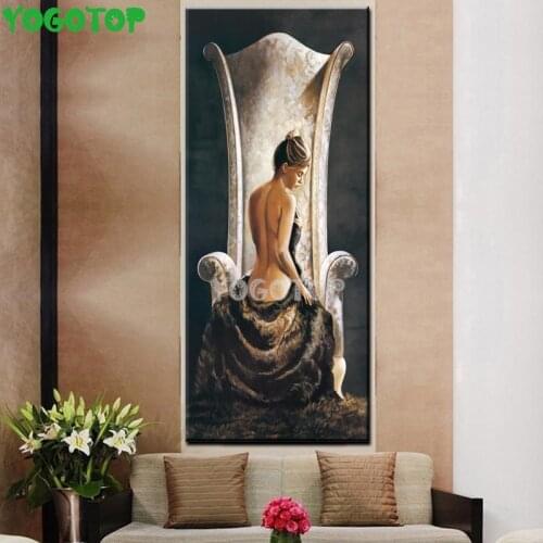 Vintage Large Sexy Woman on Chair Girl Naked Body diamond painting mosaic Patterns 5d cross stitch diy diamond embroidery YY4956