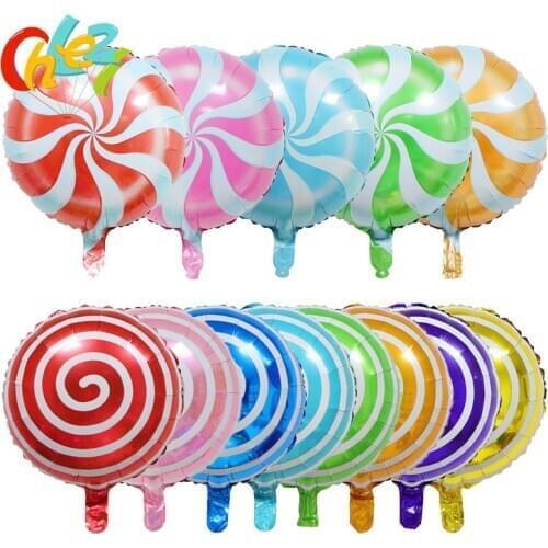 7pcs 18 inch Candy Foil Balloons Lollipop Windmill Helium Balloon Wedding Decorations Birthday Party Baby Shower Kids Toy Globos