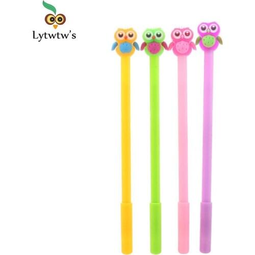 1 Pieces Lytwtws Cute Kawaii Korean Creative Owl Student School Office Stationery Black Sweet Pretty Lovely Handles Gel Pen