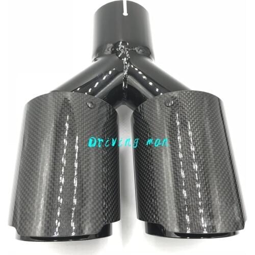 1PC Universal Glossy Carbon Fiber Black Stainless Steel Dual Exhaust Pipe End Tail Tip For Honda Mini With Equal Length