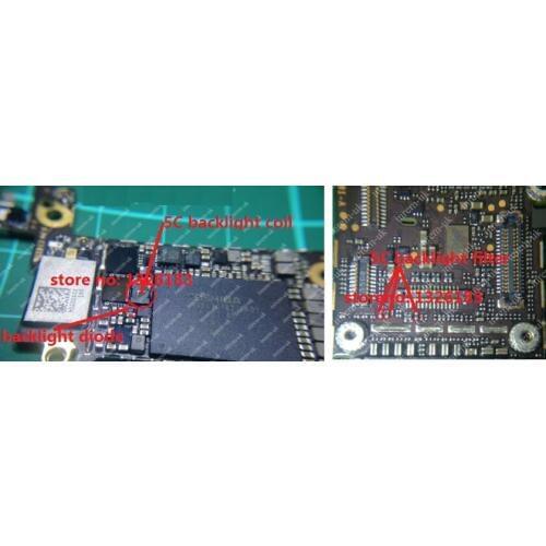 10sets /lot for iphone 5c lcd light backlight repair kit backlight diode+backlight coil+backlight filters fuses