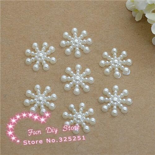 200pcs/lot beige snowflake 15mm ABS imitation pearls flatback for decoration free shipping
