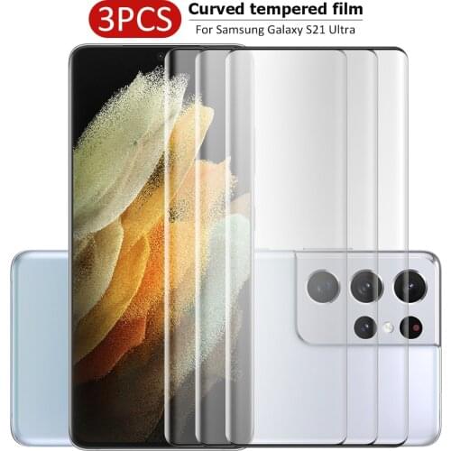 3 pcs Clear Tempered Glass Film For Samsung Galaxy S21 Ultra 5G High Quality Curved Screen Protector phone Film For S21 Ultra