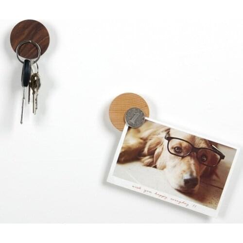 Amgoth Walnut Wood Magnetic Hooks Storage Holder Key Hooks Fridge Magnets Home Decor Fridge Stickers Decoration Collection 4 Pcs