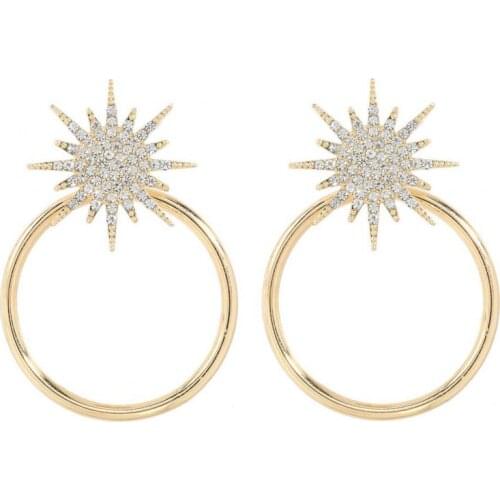 Acrylic Earrings 2021 Fashion New Temperament Earrings Sweet And Exaggerated Big Brand Crystal Star Super Flash Dinner Earrings