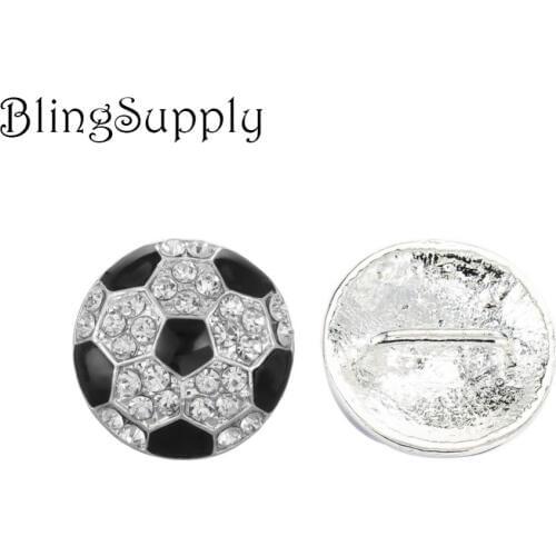 Free shipping 21mm soccer ball rhinestone button with shank 50PCS/lot(BTN-5441)