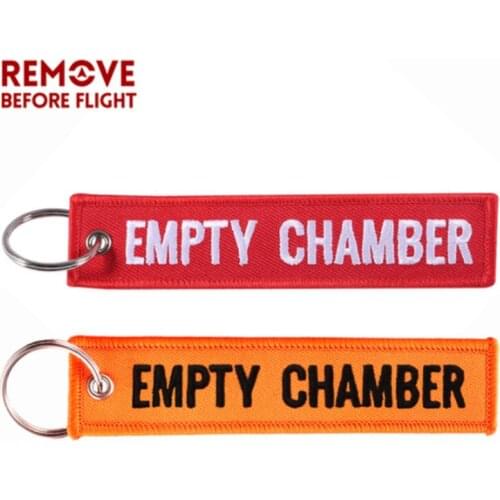2 PCS Empty Chamber Keychain For Fire Fighter Gift Promotion Christmas Keychains Luggage Tag Embroidery Crew Orange Key Fob