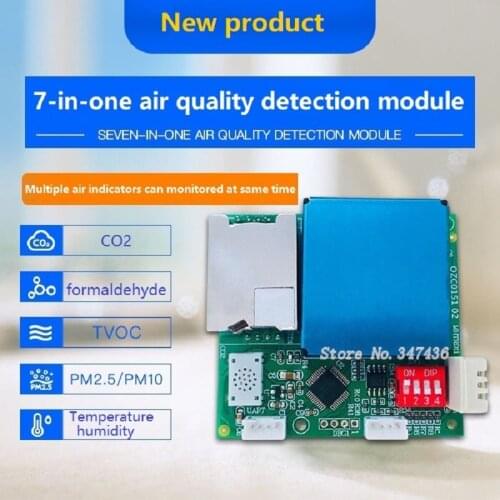 7 in 1 5V digital sensor module detects temperature humidity CO2 formaldehyde TVOC PM2.5 PM10 output serial port RS485 UART