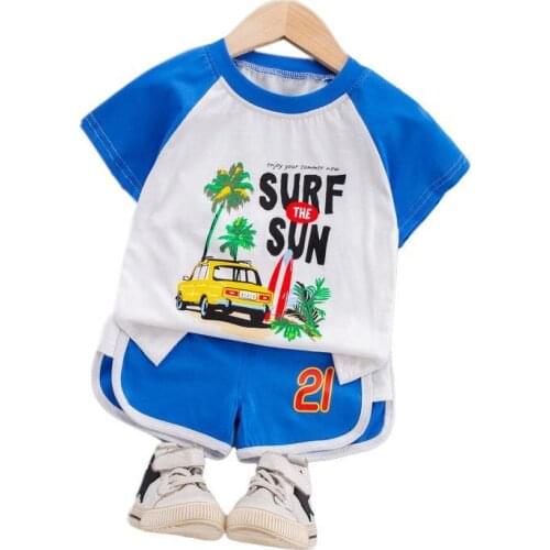 Children Girl Fashion Clothes New Summer Kids Cartoon T Shirt Shorts 2Pcs/Set Baby Boy Letter Clothing Toddler Casual Tracksuits