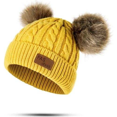 Baby Hat Pompon Winter Children Hat Knitted Cute Cap For Girls Boys Casual Solid Color Girls Hat Baby