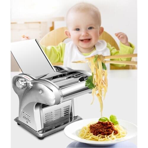 Electric Dough Roller Stainless Steel Dough Sheeter Noodle Pasta Dumpling Maker Machine 220V Roller and Blade Changable