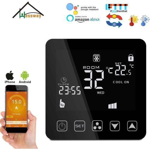 HESSWAY 4P&2P cooling heating fan coil wifi thermostat with Works with Alexa Google home