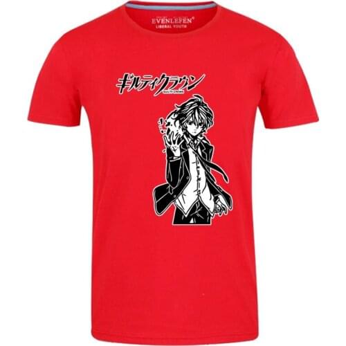 High-Q Unisex Anime Guilty Crown Cotton T-Shirt Tee O-Neck OUMA SHU TSUTSUGAMI GAI YUZURIHA INORI Casual T-Shirt Tee