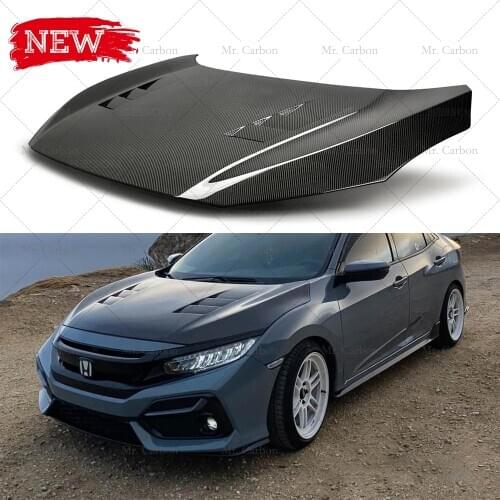 CARBON HOOD TRIM FOR HONDA CIVIC FK7 2017-2020 TR STYLE CARBON FIBER GLASS AIR INTAKE VENT HOOD ENGINE BONNET BODY KIT
