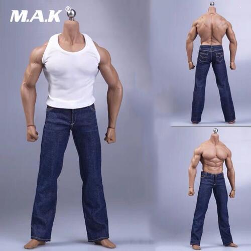 1/6 Scale Male Figure Clothes Set Loose Jeans Vest Belt Accessory Model for 12'' M35 Muscle Strong Body