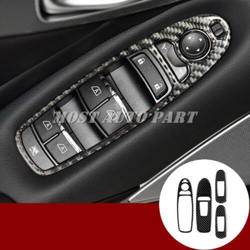 Carbon Fiber Car Door Window Switch Button Cover For Infiniti QX60 2014-2019 Car accesories interior Car decoration