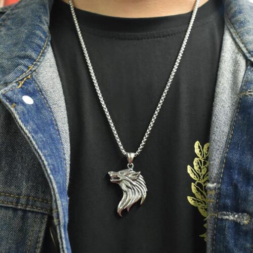 Wild Wolf Head Necklace Pendant Animal Power Norse Viking Amulet Stainless Steel Necklaces Pendants Men Women Gift Jewelry