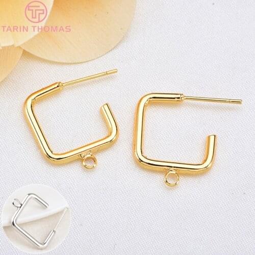10PCS 19x16MM 24k Gold Color Brass Square Zigzag Earring Loop High Quality Diy Accessories Jewelry Findings