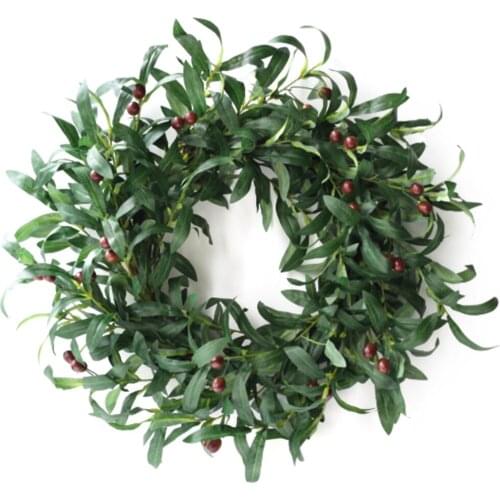Summer Wreath Artificial Flower Door Decor Simulation Garland Olive Branch Festival High Quality Pink Rose Wall Decoration