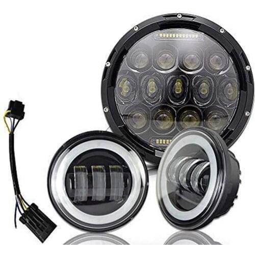 Marlaa 7" LED Headlight + 2x 4-1/2" LED Auxiliary Spot Fog Passing Light Lamp For Motorcycle