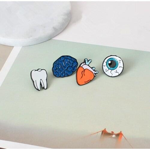 Fashion Drop Oil Human Body Organs Brooch Corsage Eye Brooch Teeth Brain Heart Brooches Pins Lapel Pin For Women Jewelry