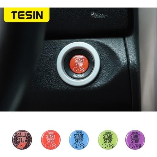 TESIN Car Sticker For Dodge Ram 1500 Engine One Button Start Stop Trunk Switch Cover Stickers For Dodge Ram 1500 2010